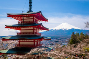 View of the majestic mount Fuji in Japan